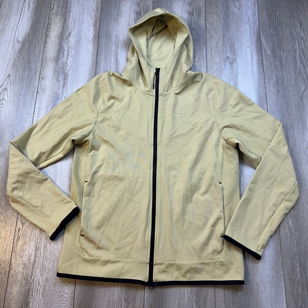 Nike Sportswear Tech Fleece Hoodie Mens Medium Beige Full Zip Jacket Men DX0822